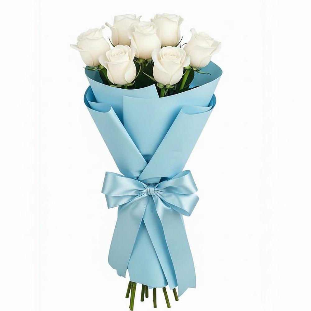 Букет 7 белых роз Проуд в Горняцком