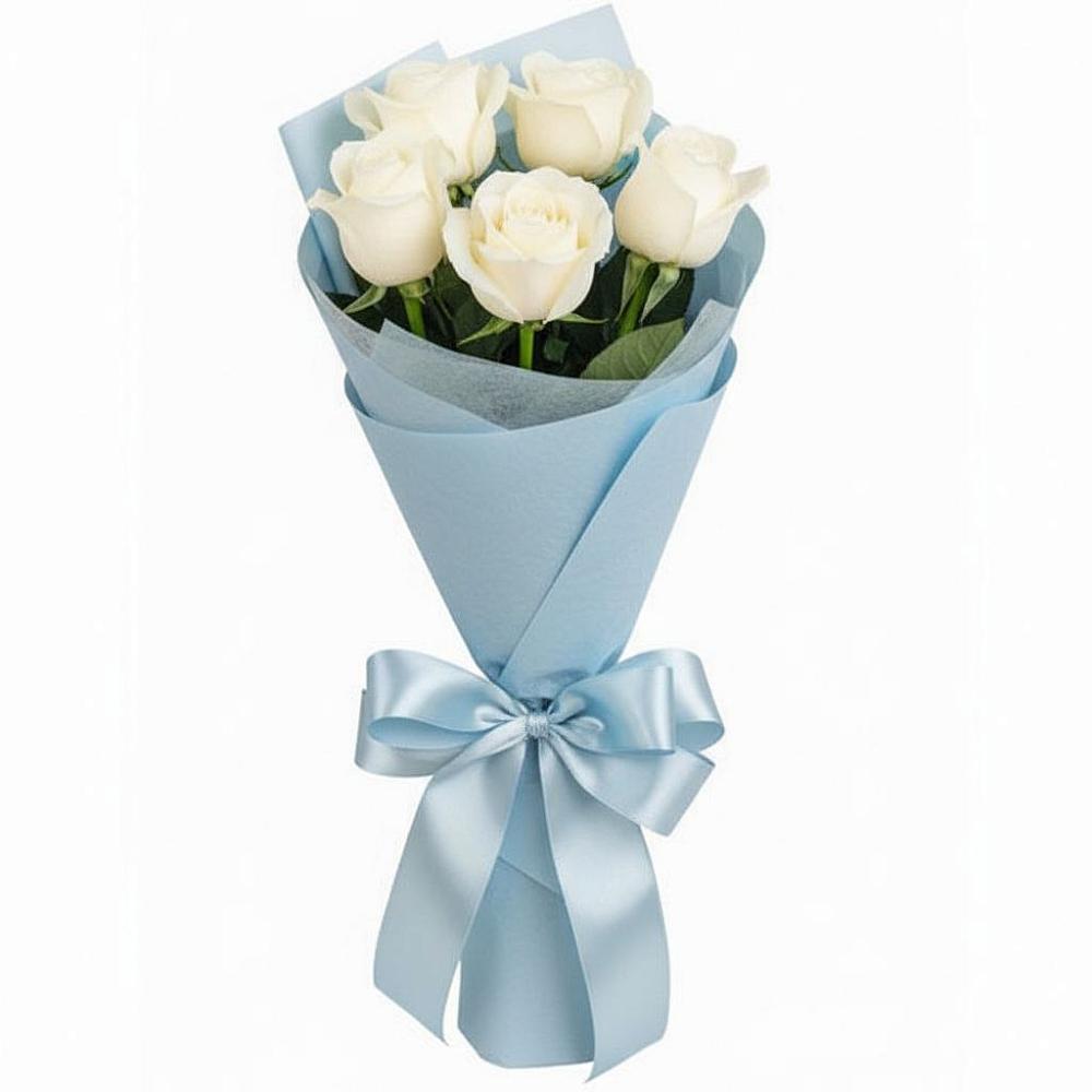 Букет 5 Белых роз Проуд в Горняцком