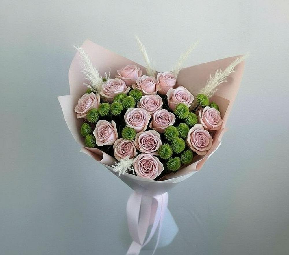 Букет цветов из: Розы и Хризантемы в Горняцком