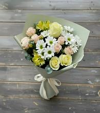 Букет цветов из:  Альстромерии, Розы и Хризантемы в Горняцком